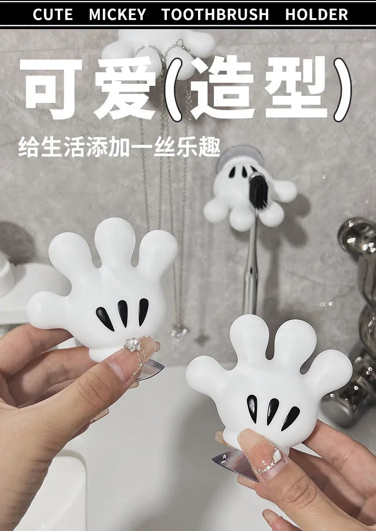 Herocross Mickey Cartoon Palm Suction Cup Bathroom Moisture-Proof Toothbrush Towel Rack Multifunctional Data Cable Storage Hook