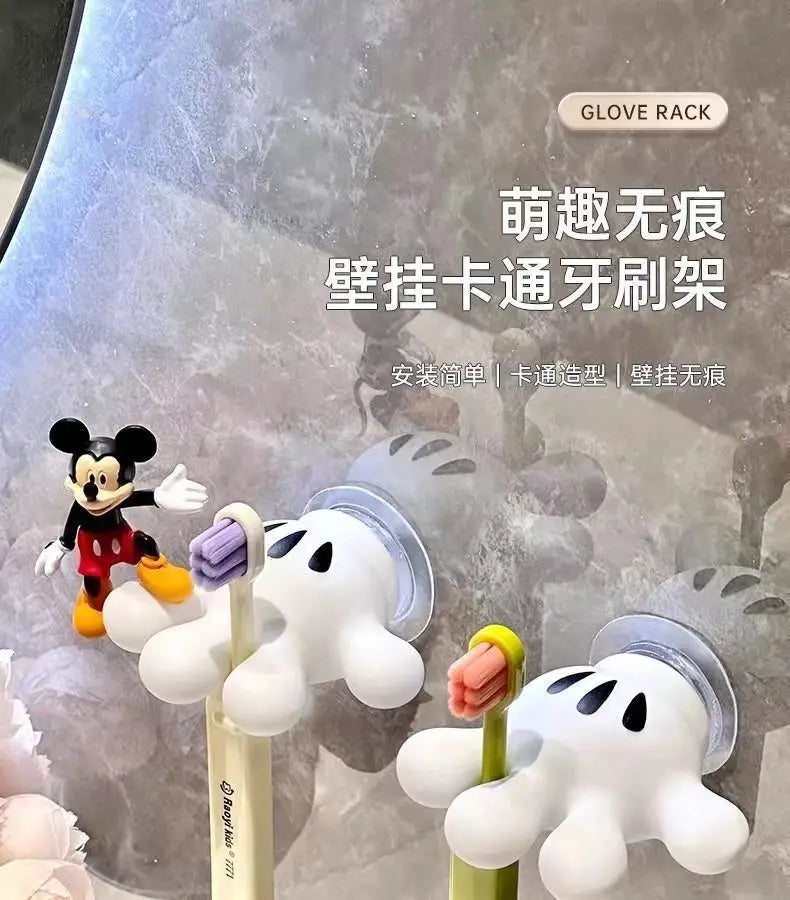 Herocross Mickey Cartoon Palm Suction Cup Bathroom Moisture-Proof Toothbrush Towel Rack Multifunctional Data Cable Storage Hook