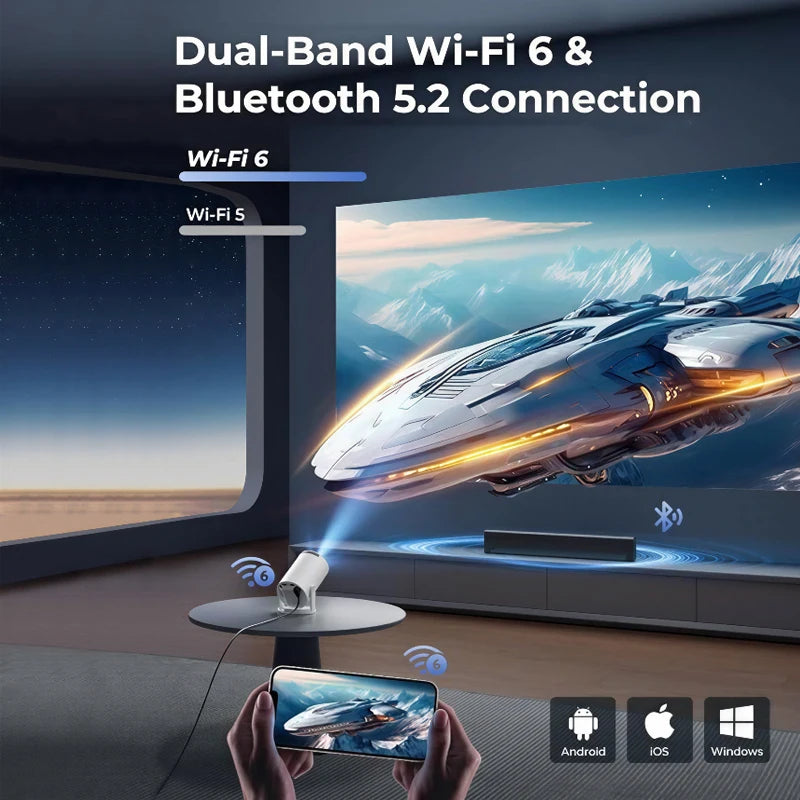 FOCABO Projector HY300 Pro 4K Android 11 Dual Wifi6 260ANSI Allwinner H713 BT5.0 1080P 1280*720P Home Cinema Outdoor Projetor