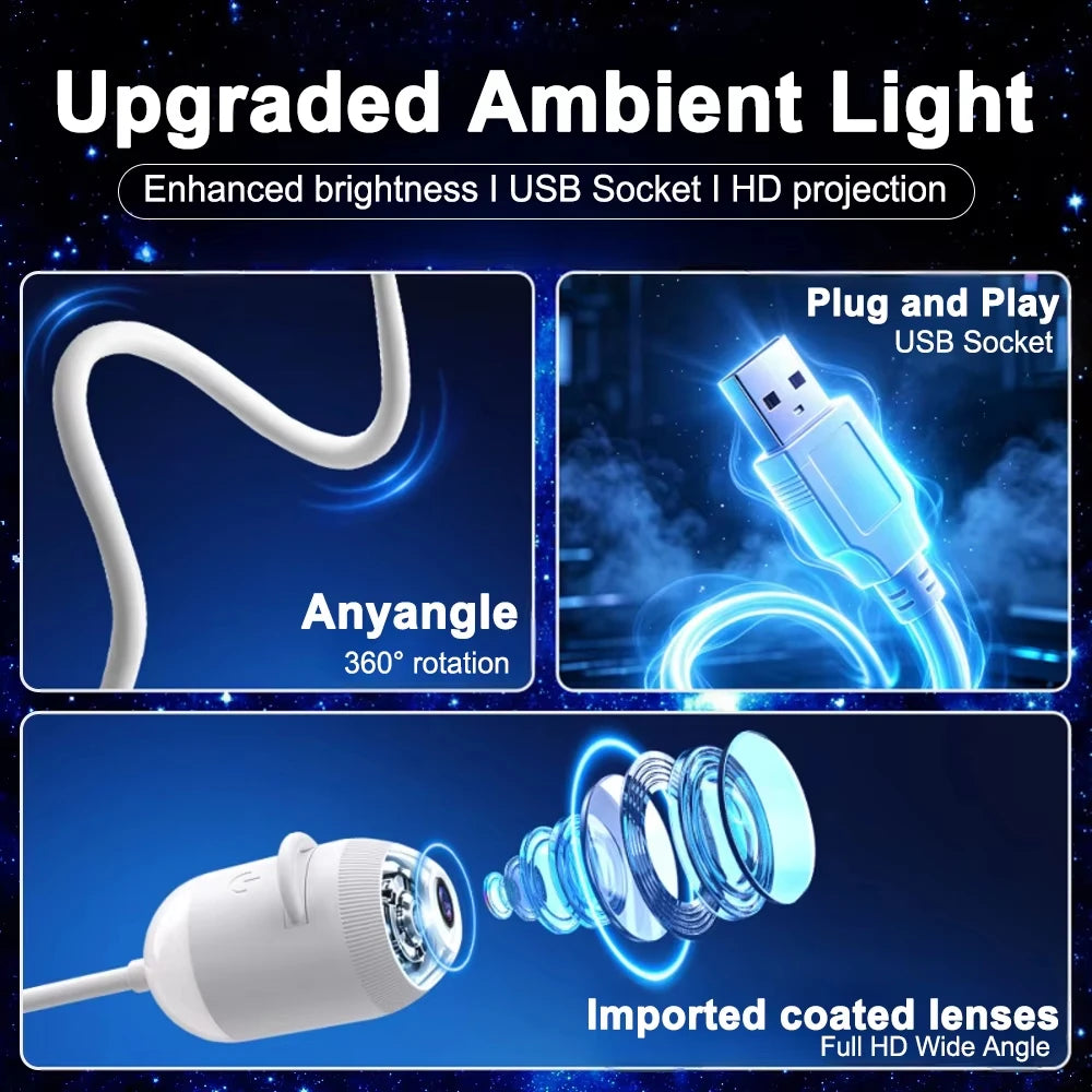 3-in-1 USB Starry Sky Projector Lamp With Clear Image Adjustable Brightness Touch Control Night Light And Star Projector 2026